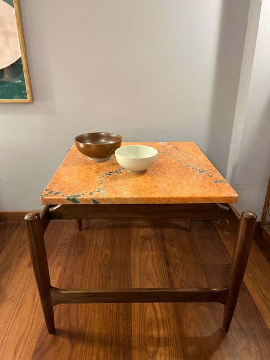 Vintage coffee table side table marble walnut Ico Parisi Italy 60s