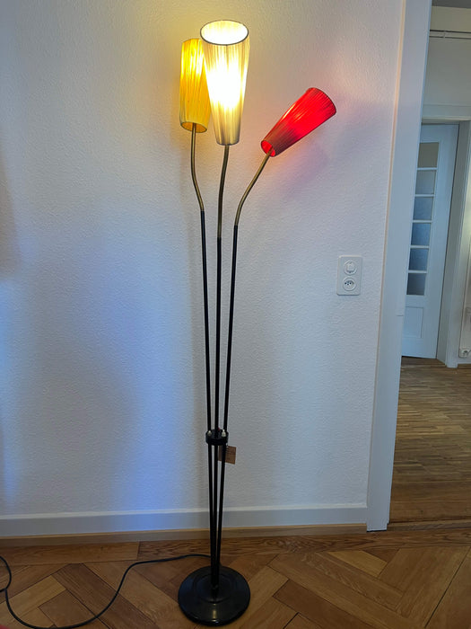 Vintage Tütenlampe 3-armig Schwanenhals 50er