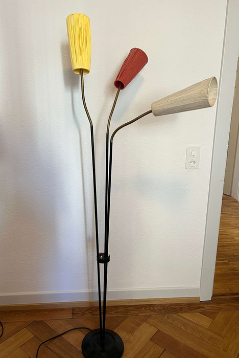 Vintage Tütenlampe 3-armig Schwanenhals 50er