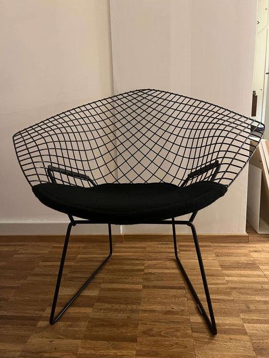 Vintage Diamond Chair Harry Bertoia Knoll mit Sitzauflage schwarz
