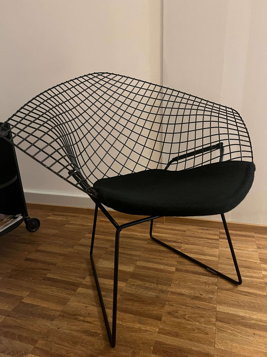 Vintage Diamond Chair Harry Bertoia Knoll mit Sitzauflage schwarz
