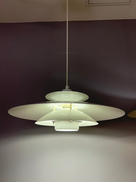 Vintage Danish pendant lamp white Kurt Wiborg Mod. Donau 70s large