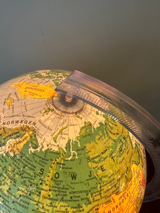 Vintage Leuchtglobus, Globus mit Holzfuss