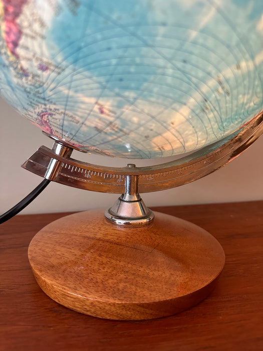 Vintage Leuchtglobus Globus mit Holzsockel