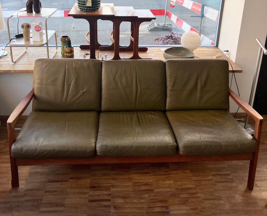 Vintage Teak Leder Sofa Senator O. Wanscher für France & Son 60er