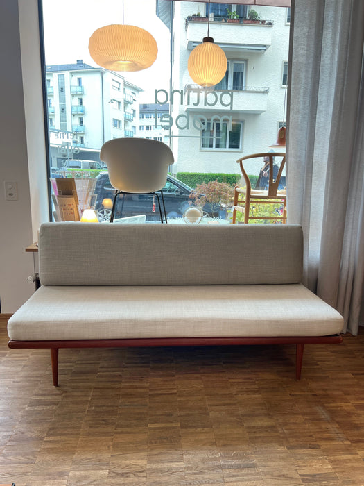 Vintage Sofa Minerva Teak P. Hvidt O. Molgaard-Nielsen für France & Son 1960er neuer Stoffbezug