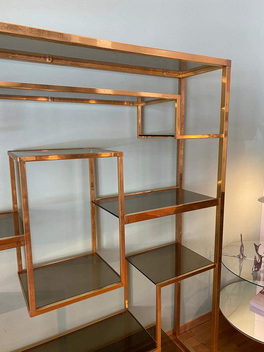 Vintage Romeo Rega Vintage-Regal Messing und Glas Italien 70er Jahre