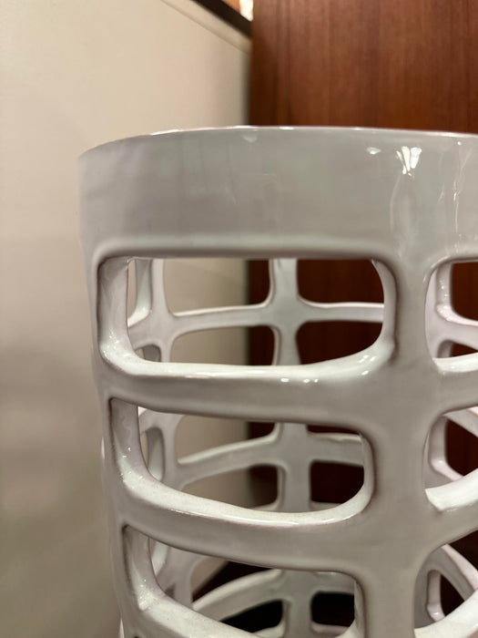 Vintage umbrella stand ceramic white