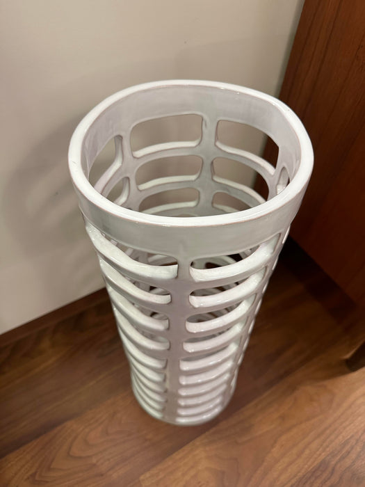 Vintage umbrella stand ceramic white