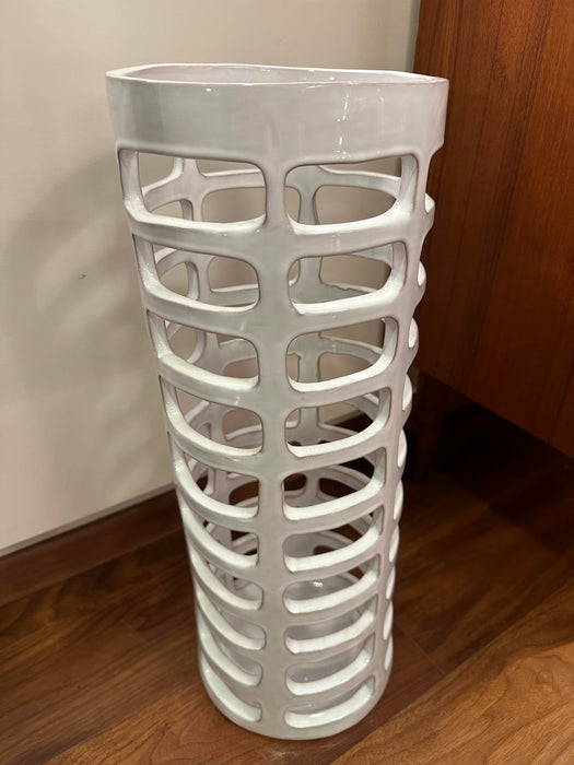 Vintage umbrella stand ceramic white
