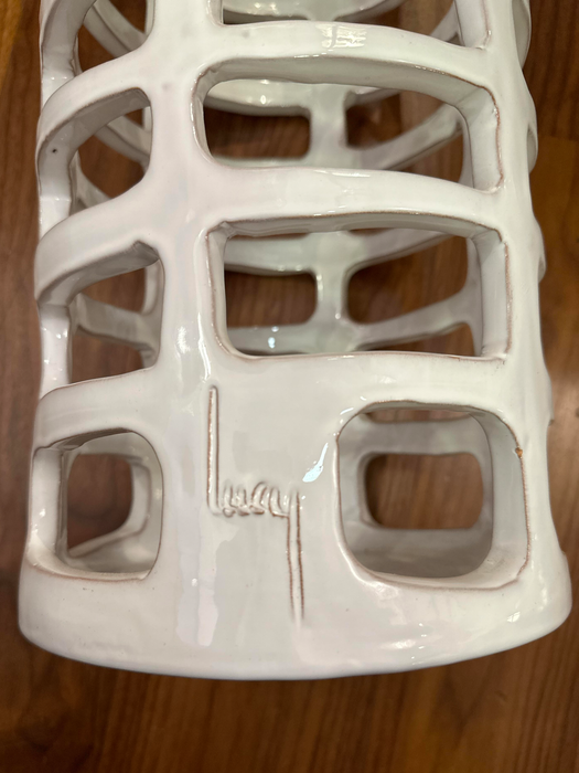 Vintage umbrella stand ceramic white