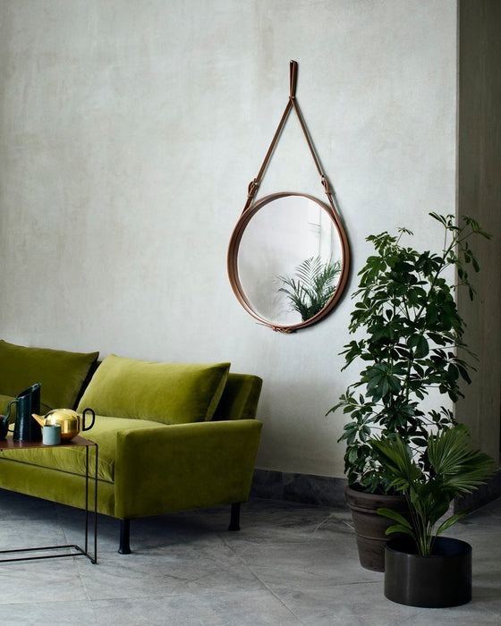 Mirror round leather CIRCULAIRE J. Adnet Gubi