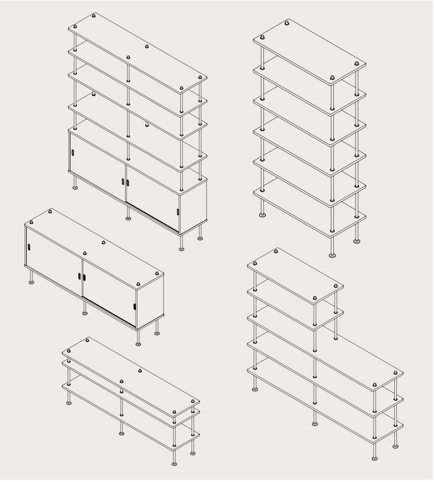Carl Hansen &amp; Søn Modular Shelving System BM0253 Shelving System