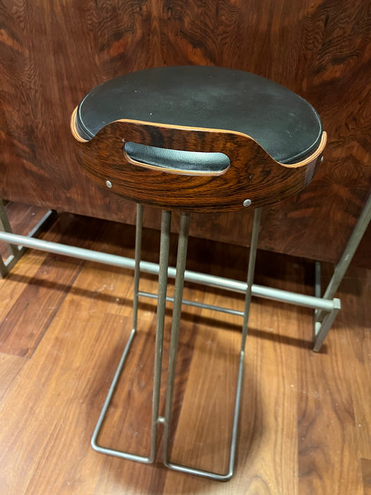 Vintage bar counter and 3 matching bar stools rosewood 70s