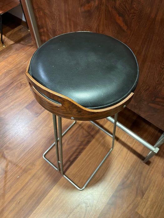 Vintage bar counter and 3 matching bar stools rosewood 70s