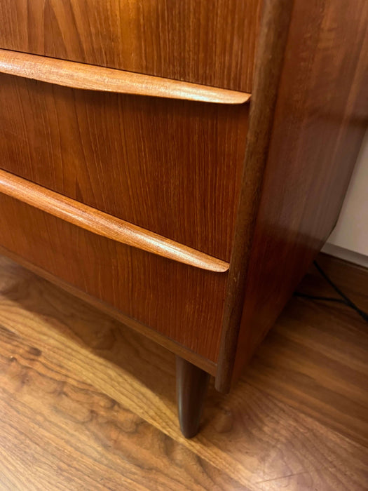 Vintage high teak chest of drawers 60s
