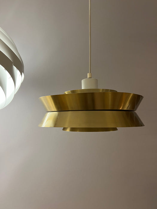 Vintage Dänische Pendelleuchte gold 60er