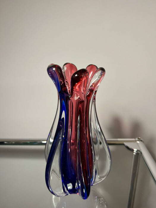 Vintage Glas Vase Böhmisch Tschechisch 60er Blüte