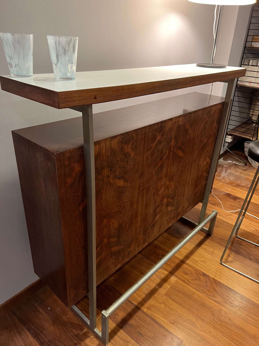 Vintage bar counter and 3 matching bar stools rosewood 70s