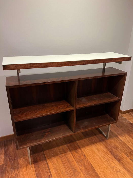 Vintage bar counter and 3 matching bar stools rosewood 70s