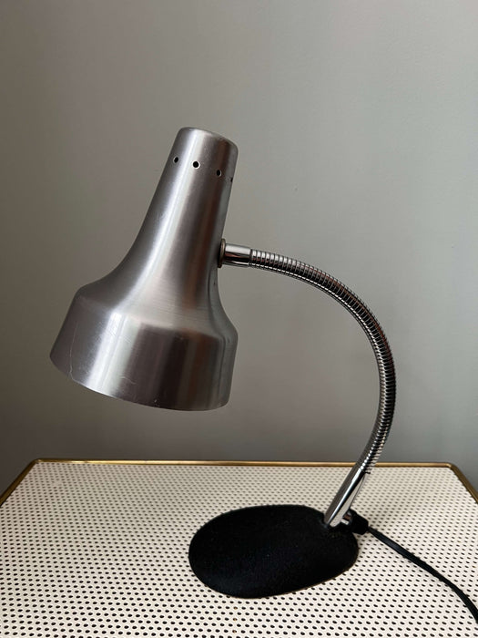 Vintage table lamp small silver gooseneck 70s