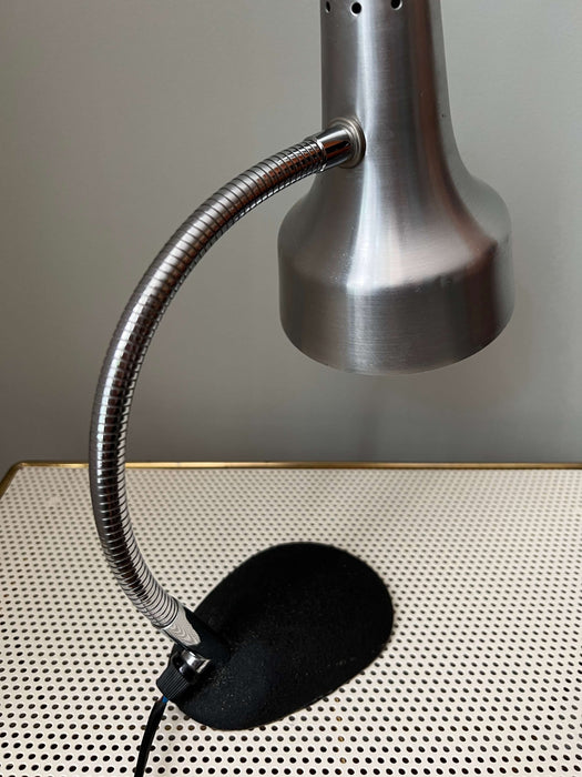 Vintage table lamp small silver gooseneck 70s