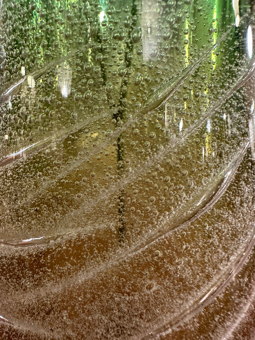 Vintage Glas Vase Böhmisches Glas grün gestreift 60er Jahre