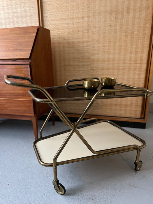 Vintage Barwagen Messing Glas 60er Jahre