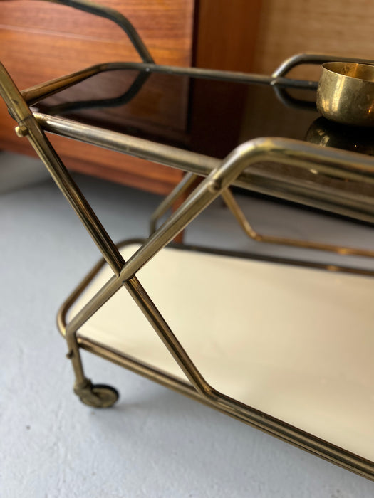 Vintage Barwagen Messing Glas 60er Jahre