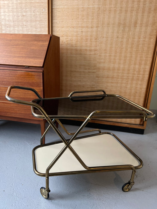 Vintage Barwagen Messing Glas 60er Jahre