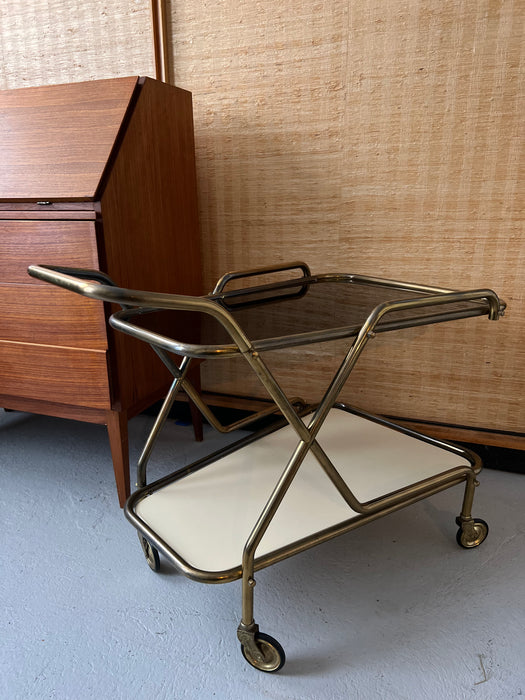 Vintage Barwagen Messing Glas 60er Jahre