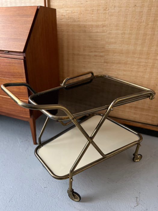 Vintage Barwagen Messing Glas 60er Jahre