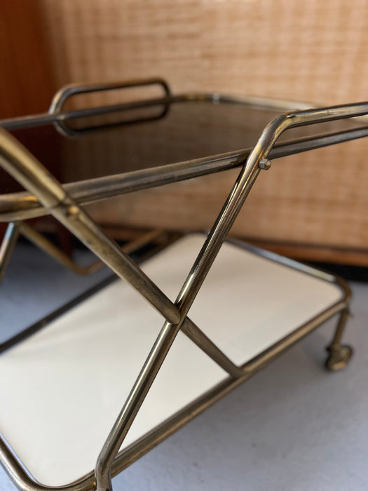 Vintage Barwagen Messing Glas 60er Jahre