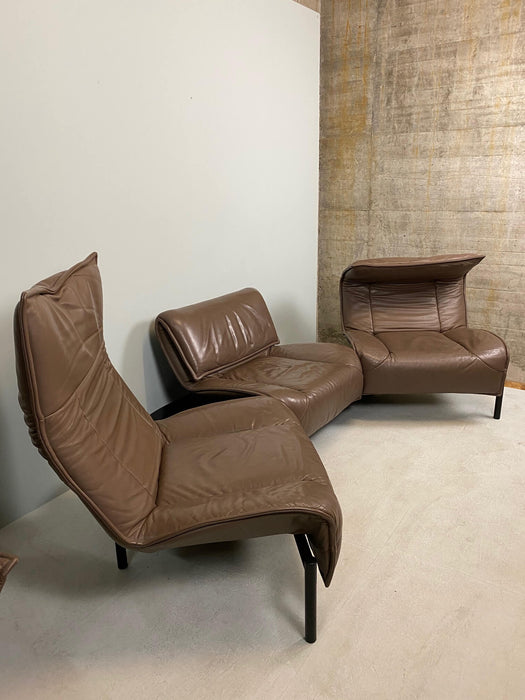 Vintage 3-ER Sessel Sofa  VERANDA Design  V. Magistretti für Cassina Leder