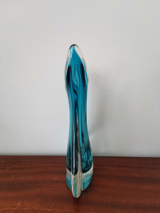 Vintage Blütenvase Murano 60er Blumenvase türkis