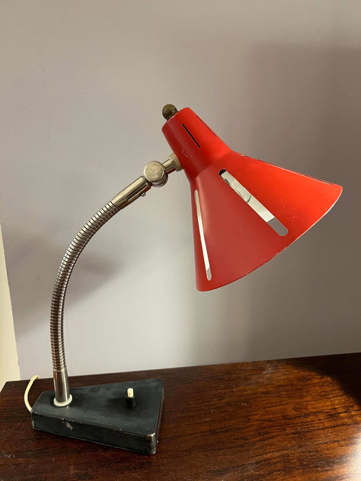 Vintage Tischlampe 60er/70er Jahre Schwanenhals rot