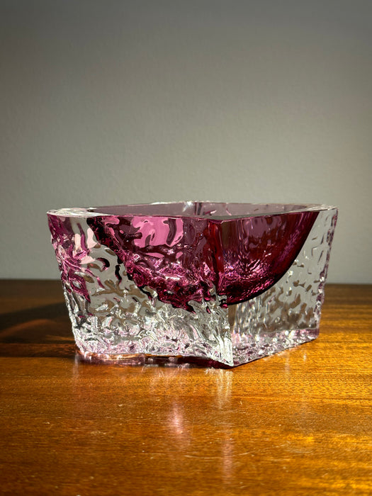 Vintage Glasschale Aschenbecher hellrosa Murano Borken 60er