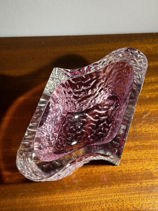 Vintage Glasschale Aschenbecher hellrosa Murano Borken 60er