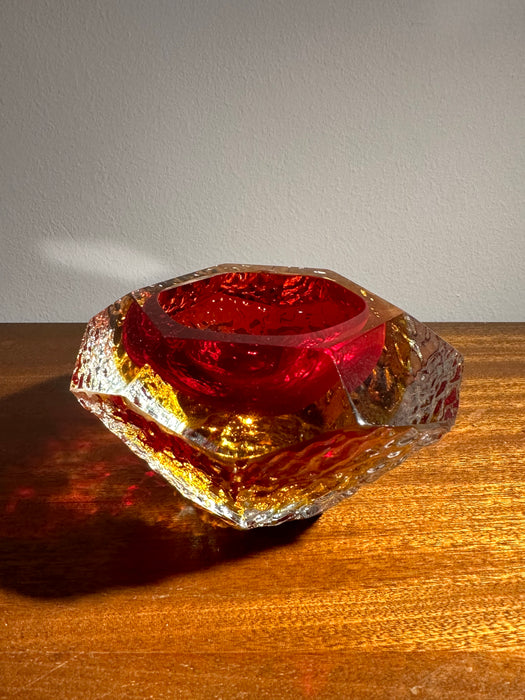 Vintage Aschenbecher Schale Glasschale rot Murano Borken 60er