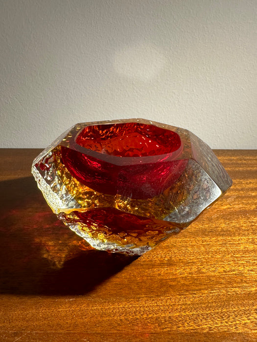 Vintage Aschenbecher Schale Glasschale rot Murano Borken 60er