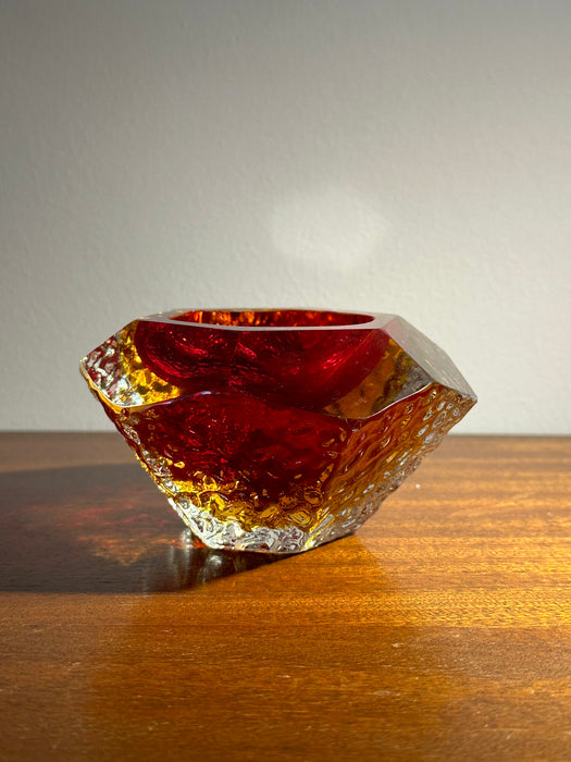 Vintage Aschenbecher Schale Glasschale rot Murano Borken 60er