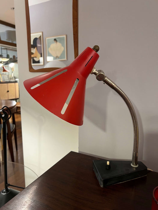 Vintage Tischlampe 60er/70er Jahre Schwanenhals rot