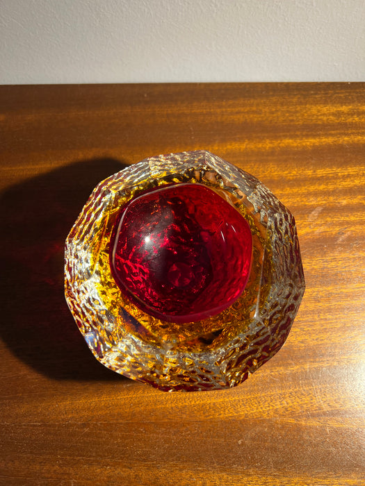 Vintage Aschenbecher Schale Glasschale rot Murano Borken 60er