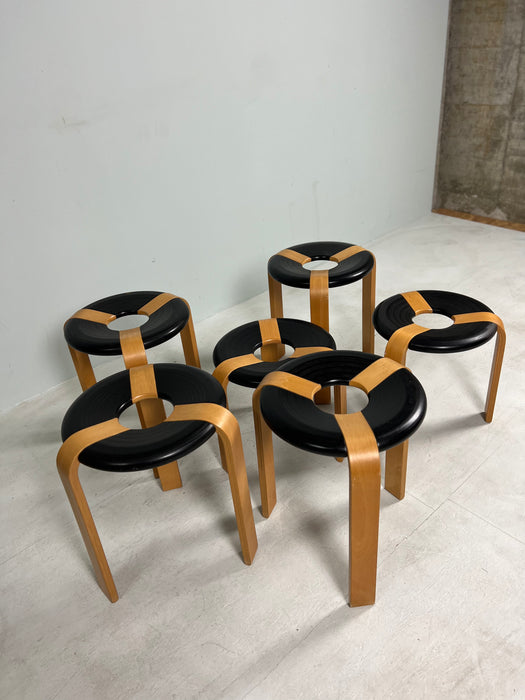 Vintage Danish Donut Stool Oak Rud &amp; Thygesen for Magnus Olesen 70s 