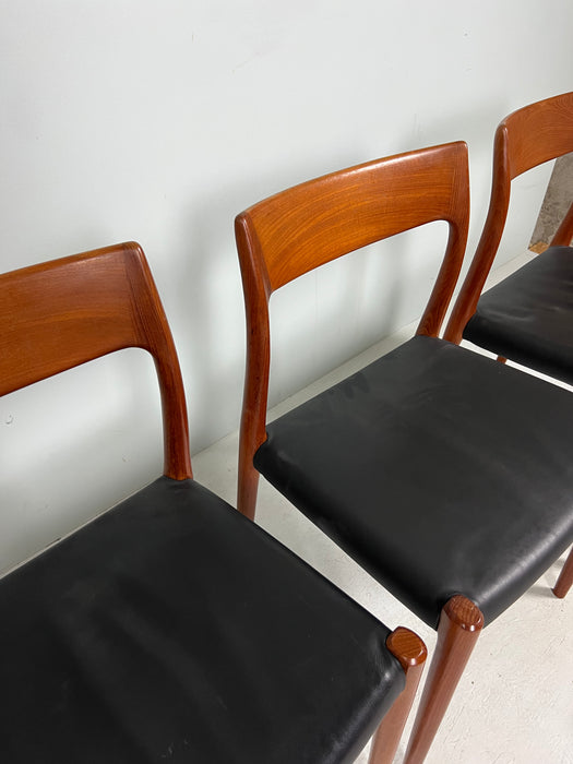 Vintage set of 4 chairs Niels O. Møller for JL Møller Teak Denmark 60s