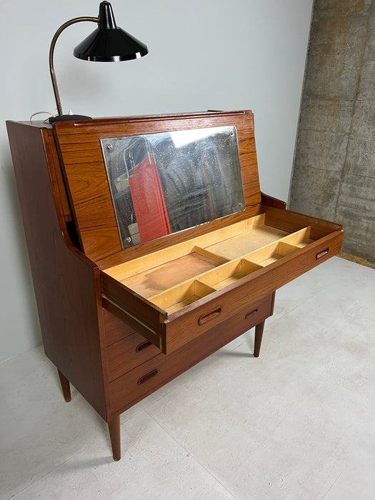 Vintage Secretary Chest of Drawers Dressing Table Teak Denmark 60s
