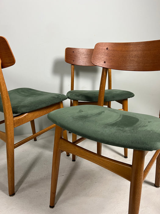 Vintage set of 4 teak chairs Farstrup Denmark 60s