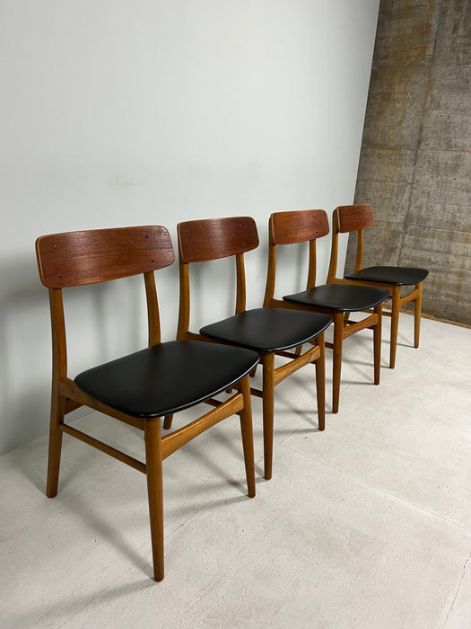 Vintage set of 4 teak chairs Farstrup black Denmark 60s
