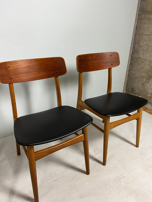 Vintage set of 4 teak chairs Farstrup black Denmark 60s