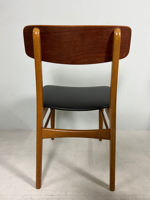 Vintage set of 4 teak chairs Farstrup black Denmark 60s